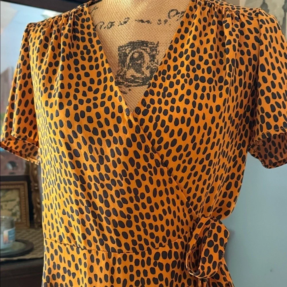 J.Crew Orange and Navy Cheetah Print Wrap Dress
